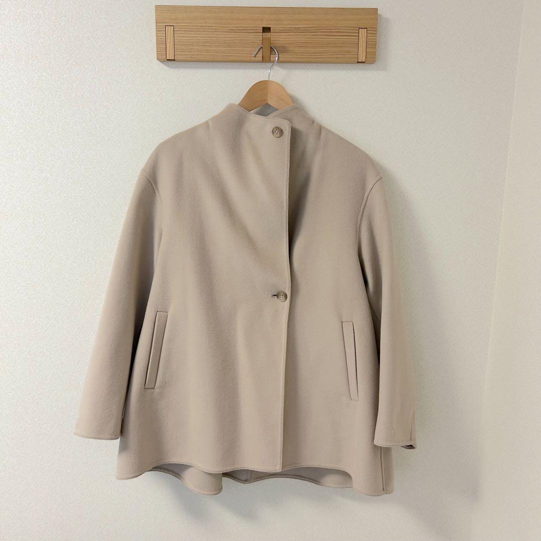 【新品】UNIQLO ダブルフェイスショートコート M ベージュ 美品】＊ユニクロ＊ ダブルフェイスショートコート M ベージュ