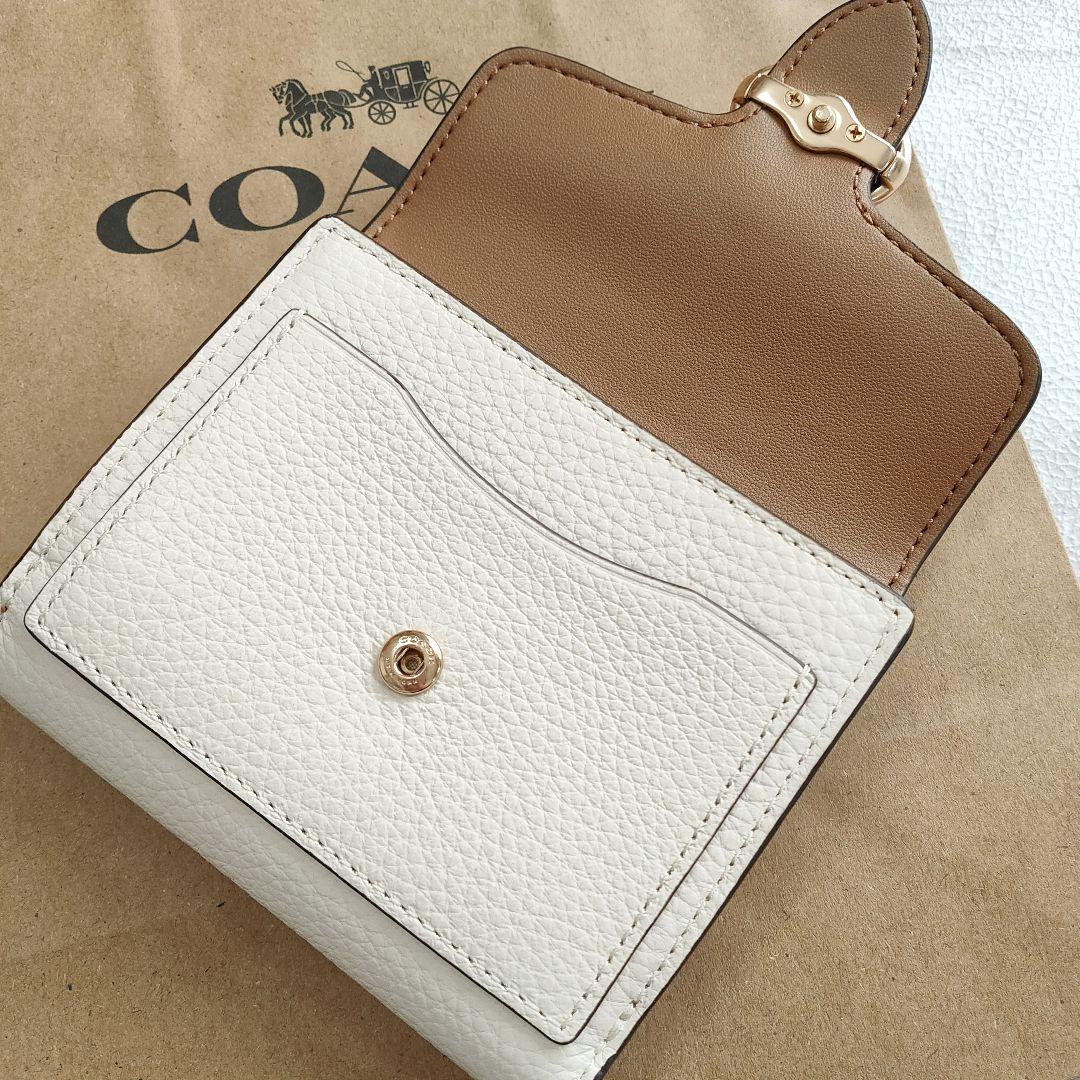 正規品新作 人気 COACH コーチ 二つ折り 財布 ミニ財布 ホワイト チョーク EB7Qe-m16221371458 国産格安