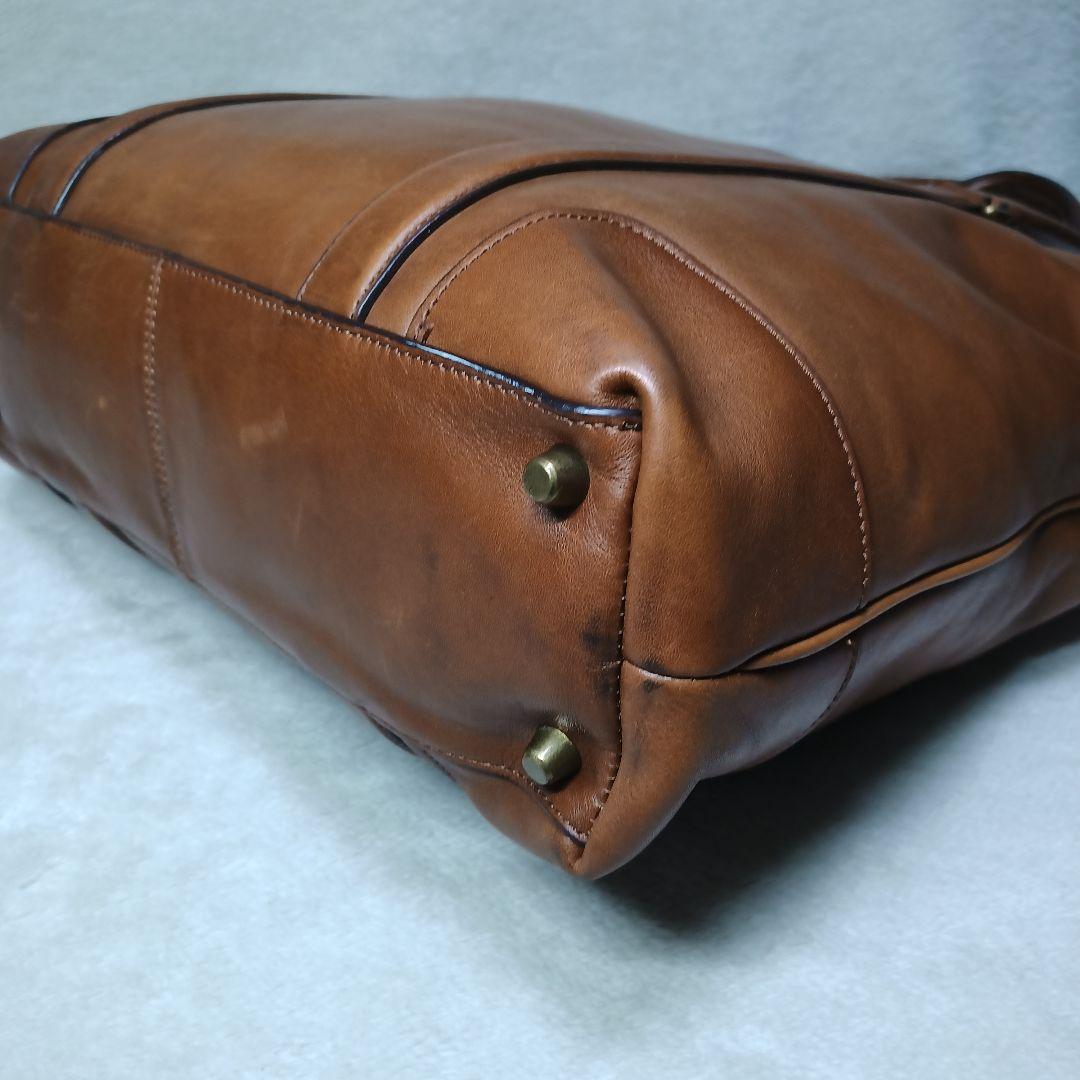 COACH オールレザー 2way トートバッグ ビジネスショルダー 茶