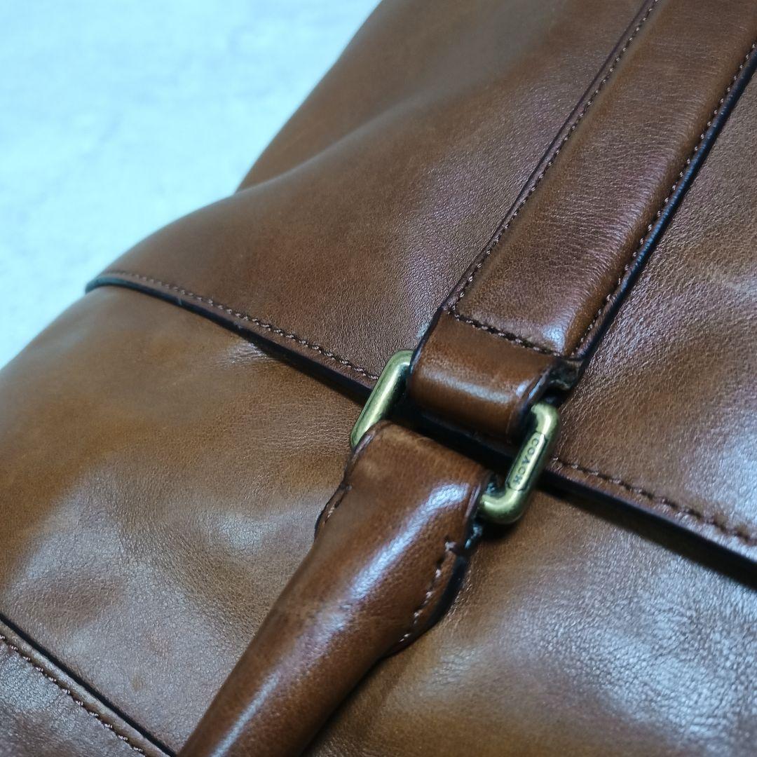 COACH オールレザー 2way トートバッグ ビジネスショルダー 茶