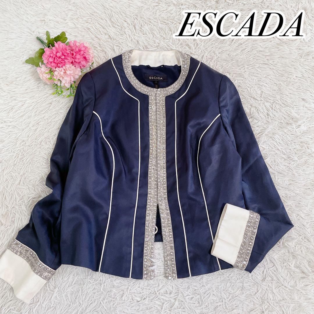 ESCADA エスカーダ シルク生地 ノーカラージャケット