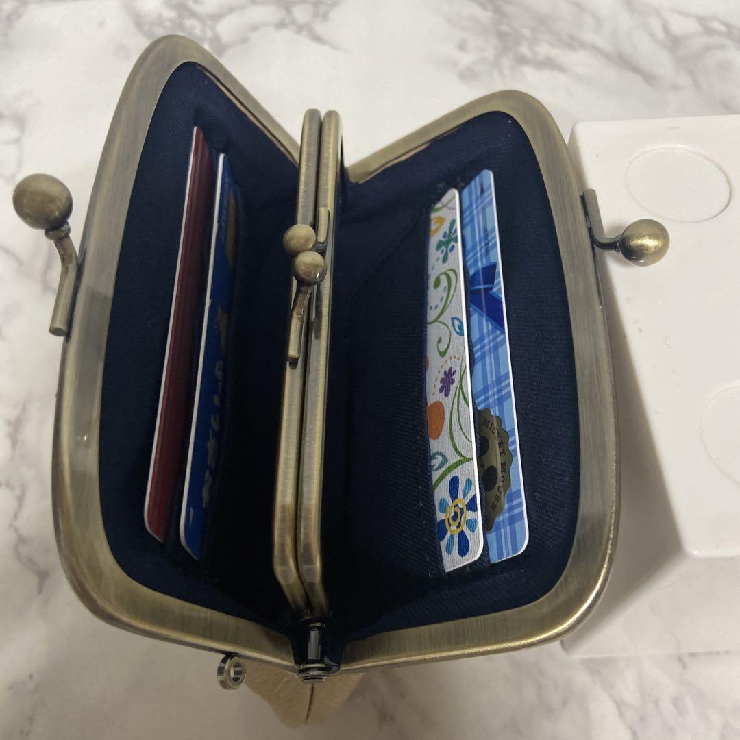 チビママ　ハンドメイド　本革親子がま口財布(両面カードポケット各2段付)
