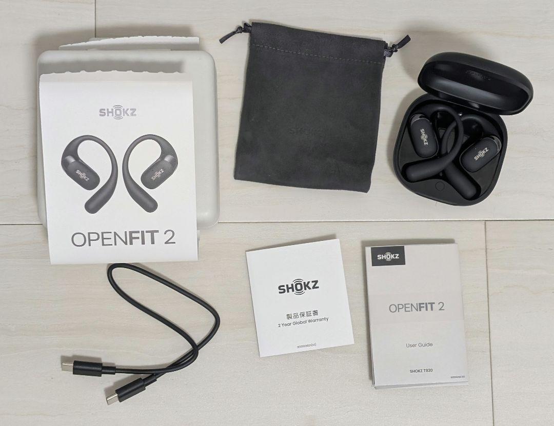 SHOKZ OPENFIT2ブラック　ワイヤレスイヤホン