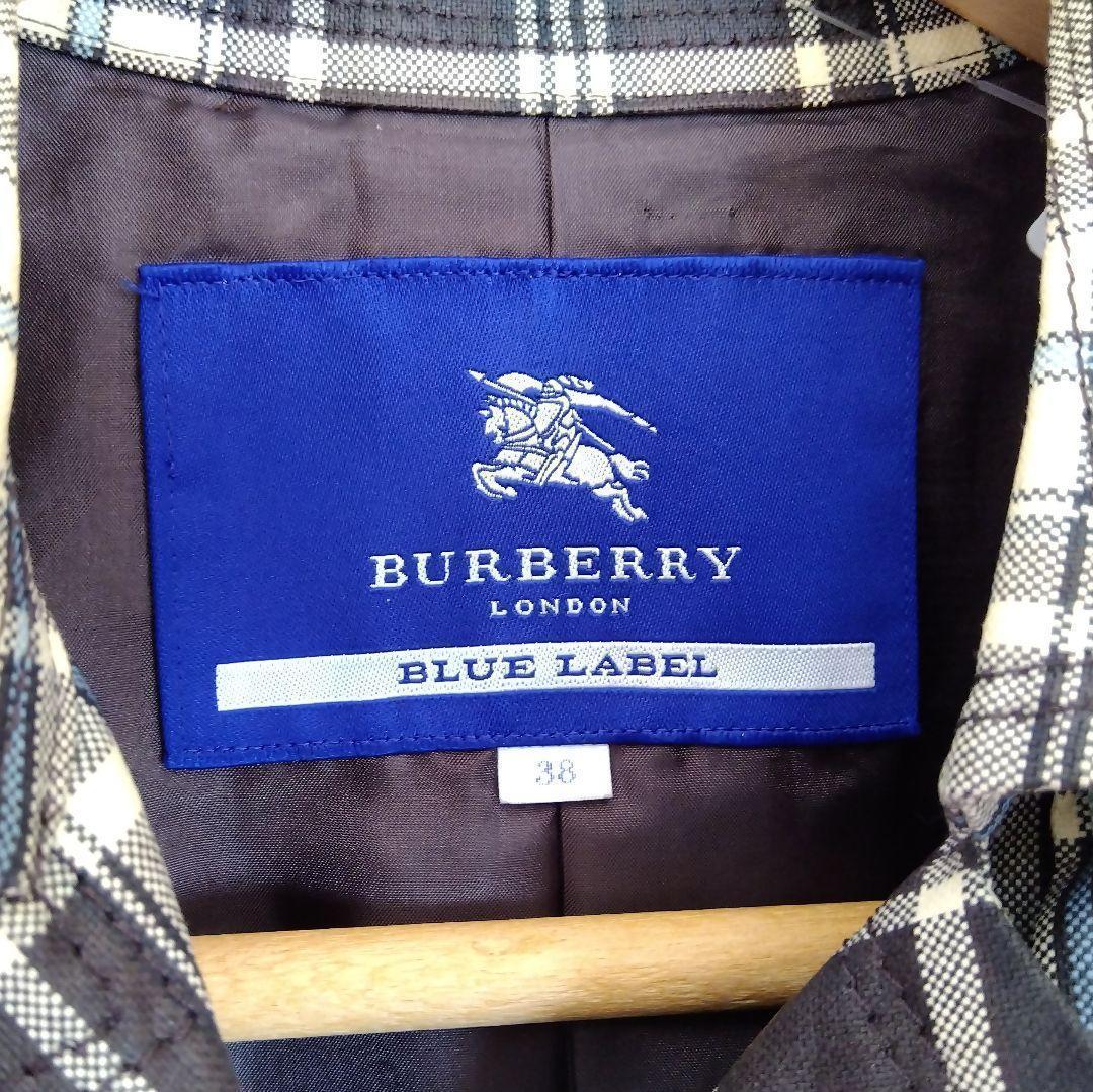 【美品】BURBERRY　ブルーレーベル　チェック　コーティングスプリングコート