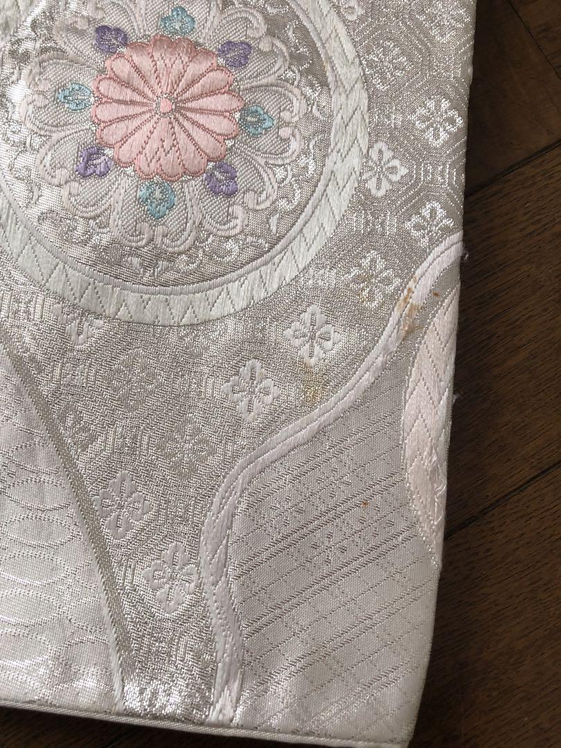 ZF-426 付下げ 金箔 金彩 巻物 四季折々 花柄 桃色 袷 広衿 箔ちらし