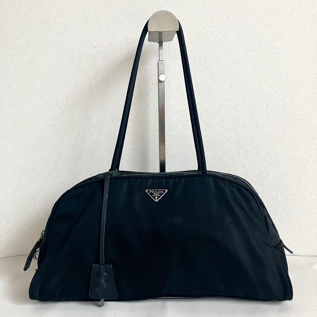 【プラダ】PRADA ナイロン ハンドバッグ ミニボストン ボーリングバッグ 黒