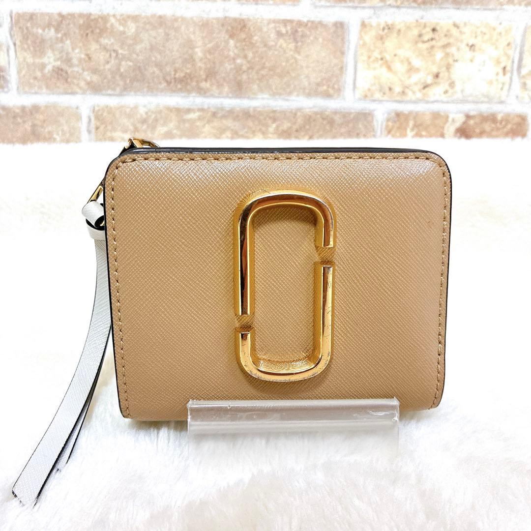 マークジェイコブス　二つ折り財布 ベージュ バイカラー　ベージュ　グリーン