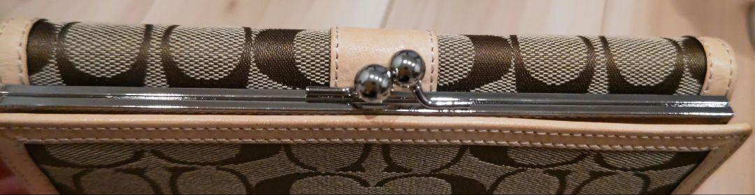 COACH コーチ がま口 長財布 シグネチャー ヌメ革 総柄 箱付き 収納抜群