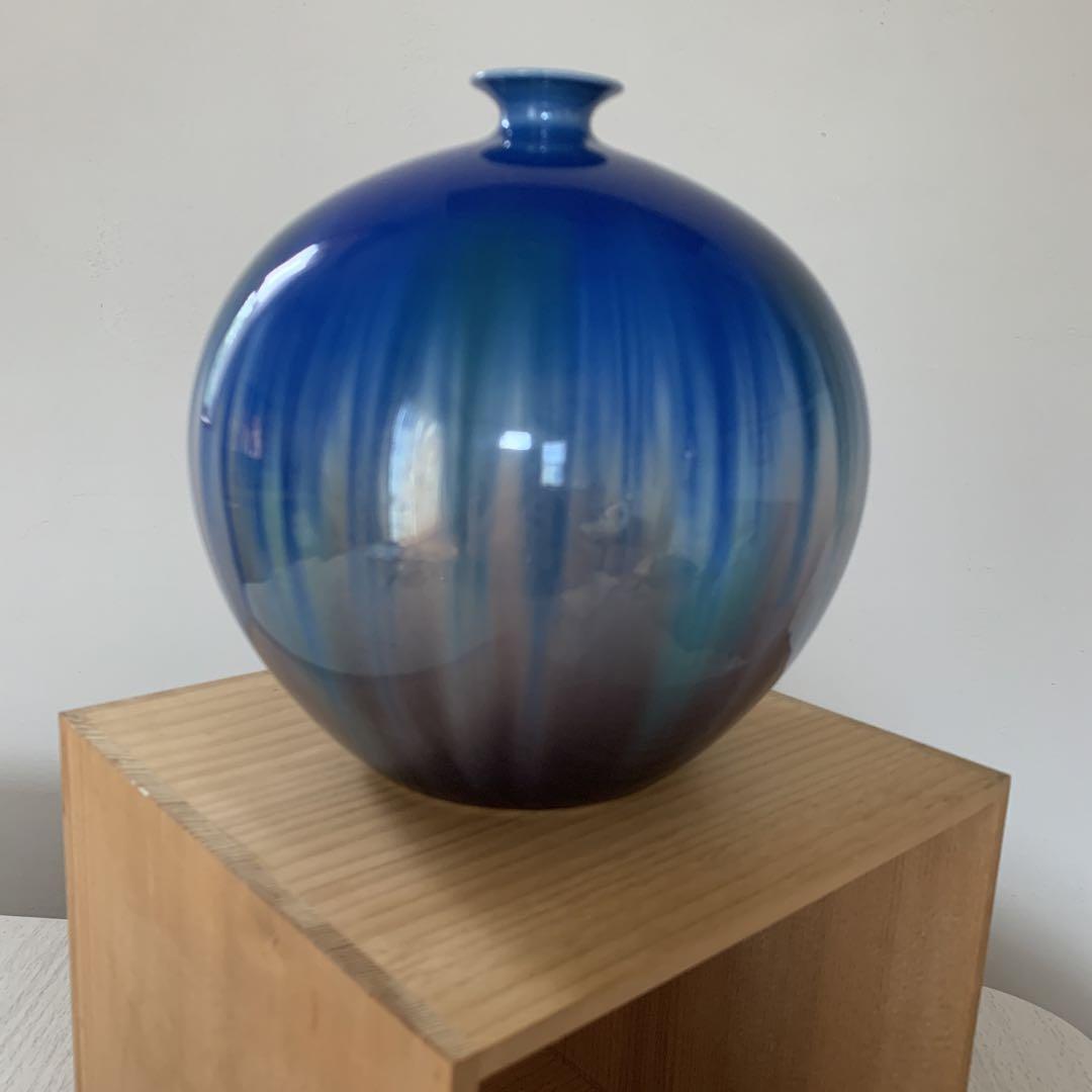 花瓶　花器　九谷焼　「黎明」博峰窯　日展作家　芝田博