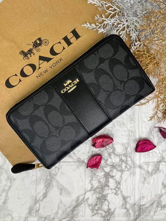 ■ COACH　長財布　ブラックシグネチャー ブラックライン