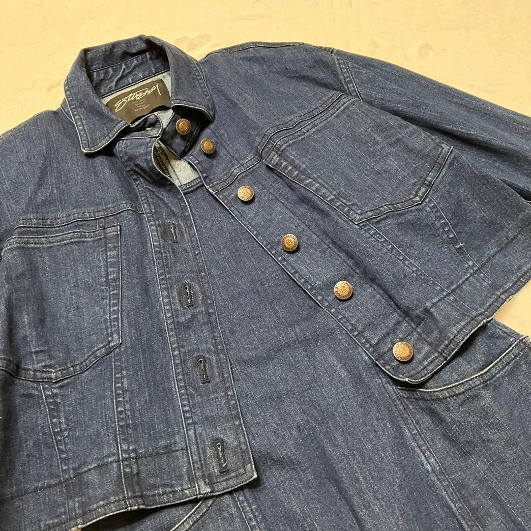 STUSSY デニムワンピース M ジャケット付 ロゴ人気 STUSSY デニムワンピース M ジャケット付 ロゴ人気