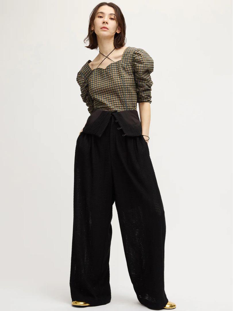 【新品未使用】Ameri／CHECK PUFF SLEEVE TOP