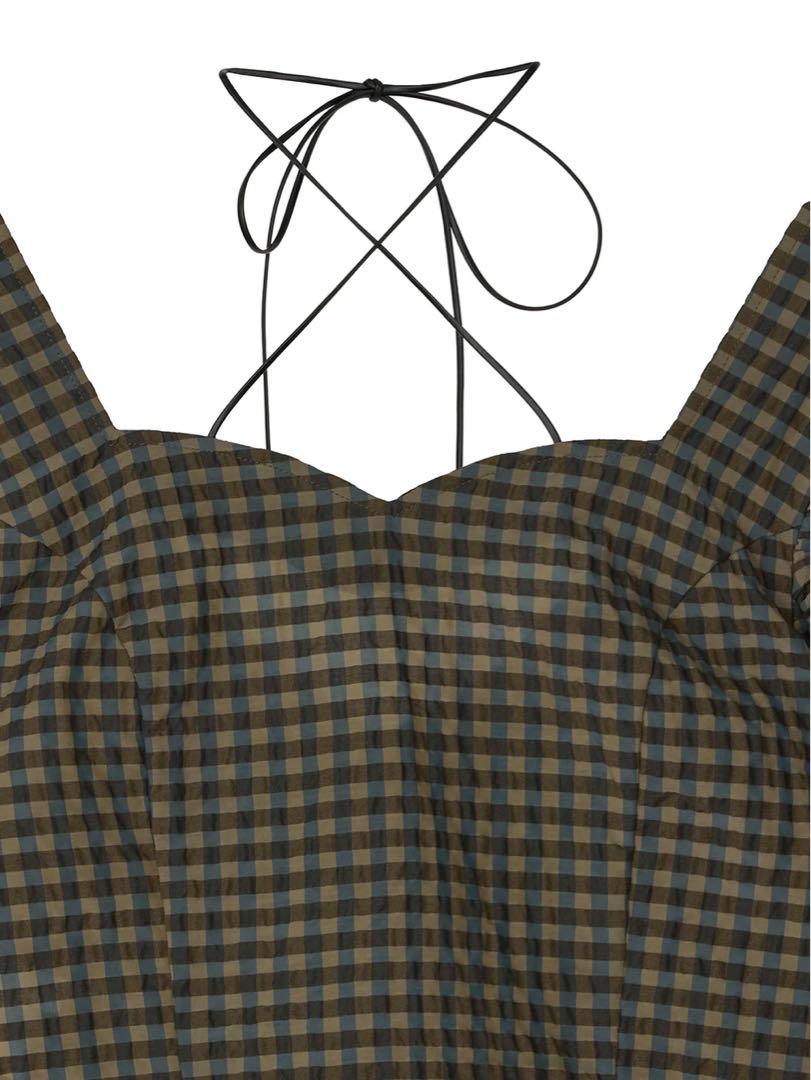 【新品未使用】Ameri／CHECK PUFF SLEEVE TOP