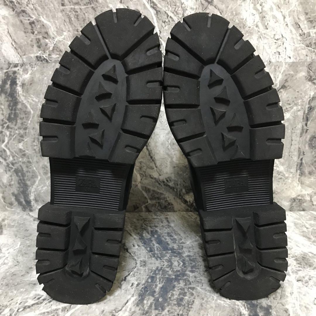 ✨美品✨　ZARA  サイドゴアブーツ ブラック レザー トラックソール 38