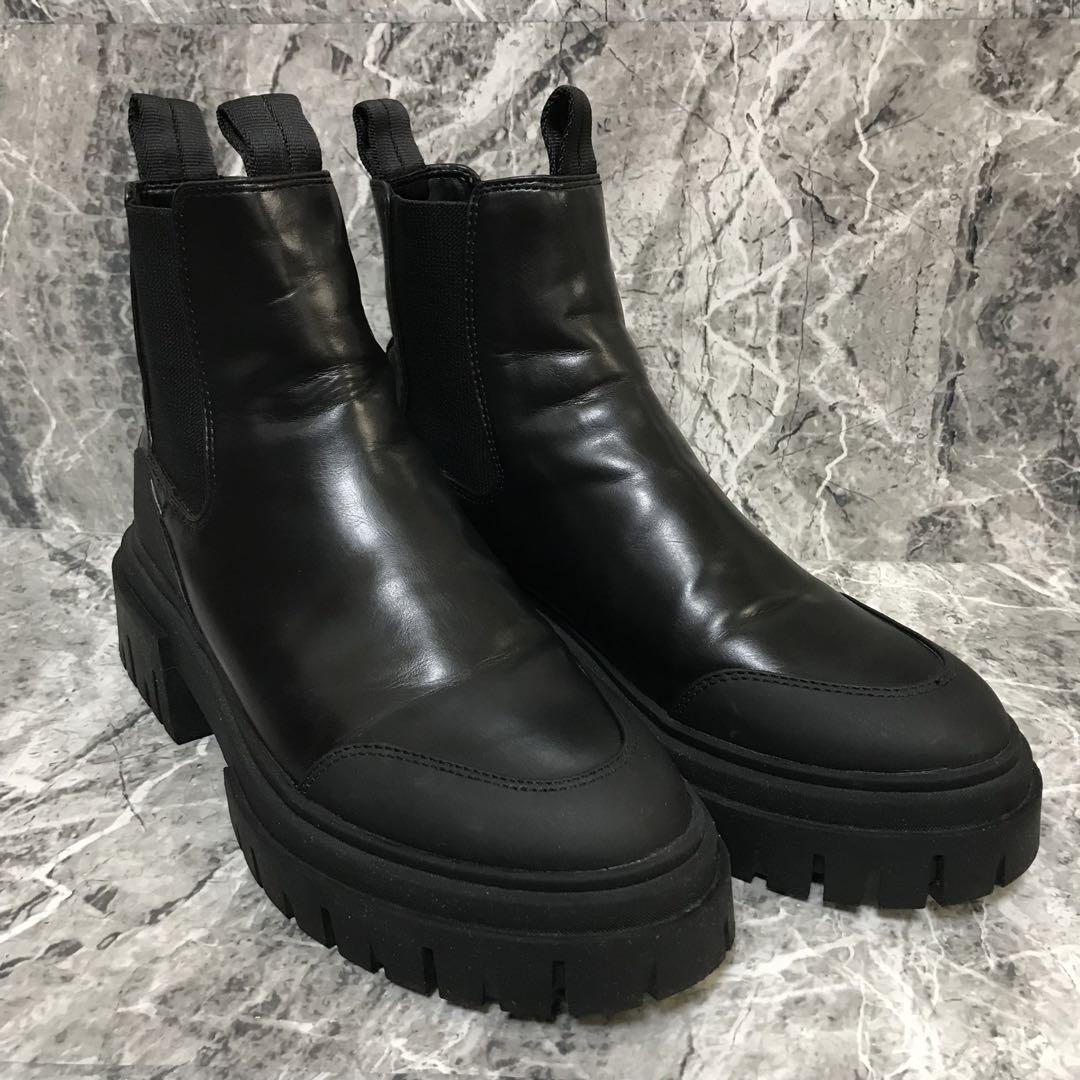 ✨美品✨　ZARA  サイドゴアブーツ ブラック レザー トラックソール 38