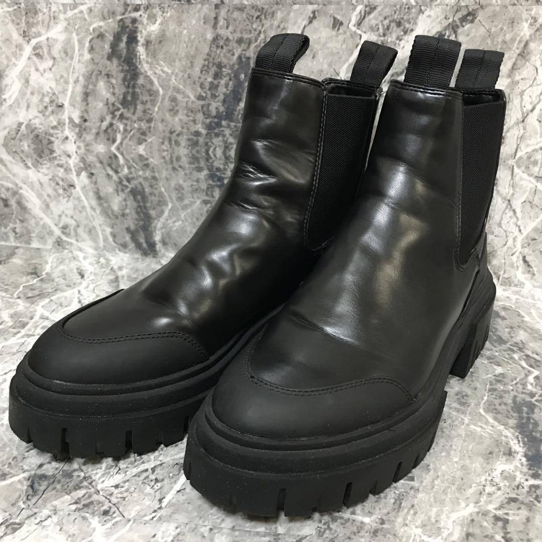 ✨美品✨　ZARA  サイドゴアブーツ ブラック レザー トラックソール 38
