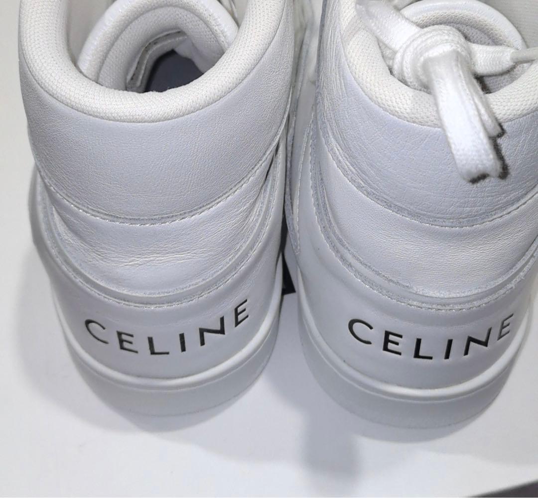 CELINEホワイトハイカットスニーカー美品セリーヌロゴCT-01 パンチング