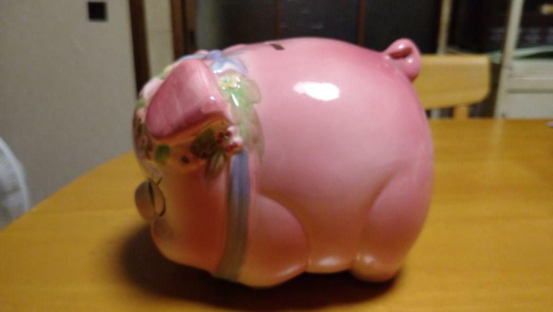 昭和レトロ☆ピンクの豚ちゃん貯金箱 ❤️金運アップ 置物