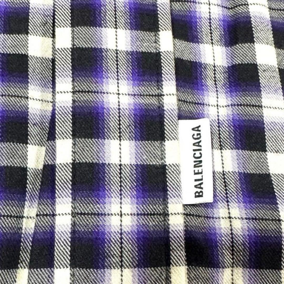 BALENCIAGA◆バレンシアガ コットンシャツ チェック パープル フリル