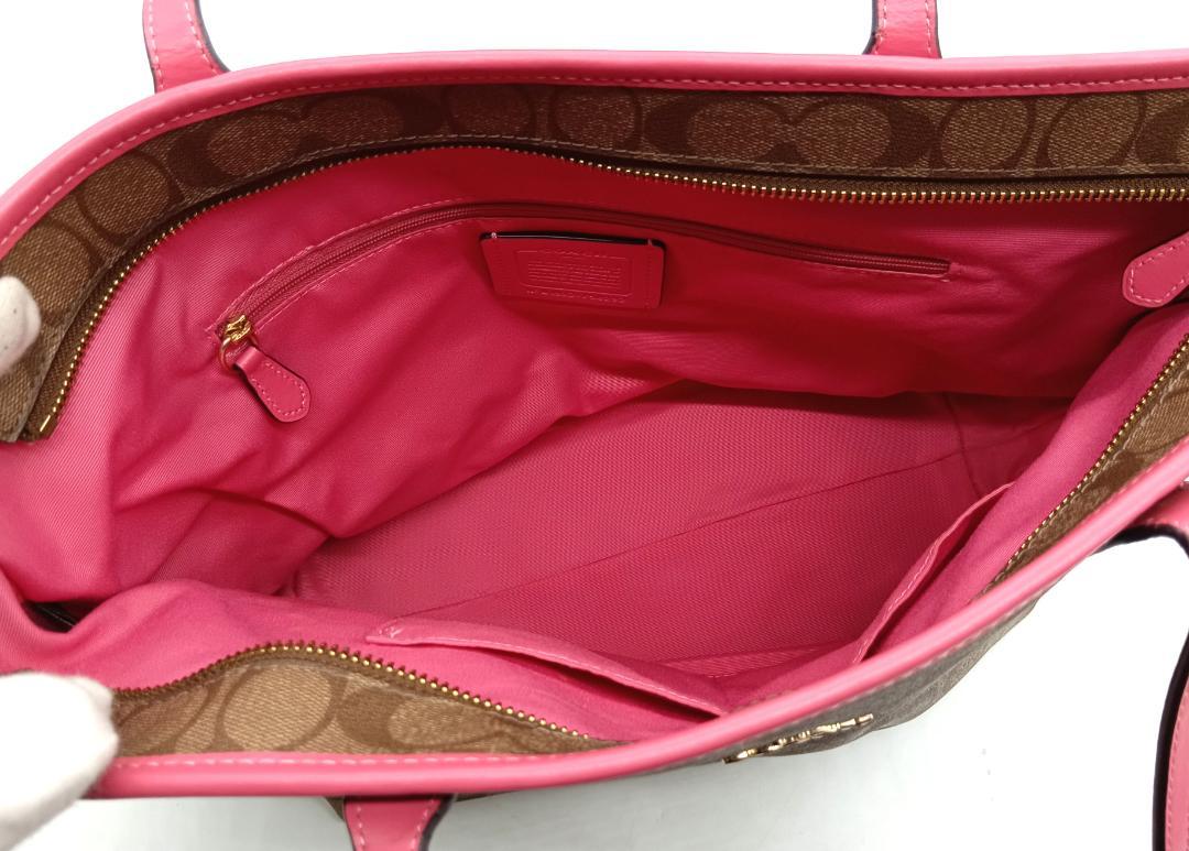 COACH コーチ F58292 シグネチャー トートバッグ ピンク×ブラウン