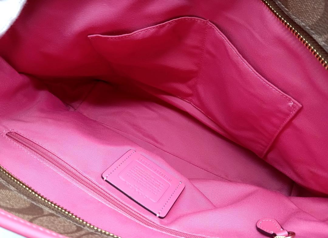 COACH コーチ F58292 シグネチャー トートバッグ ピンク×ブラウン