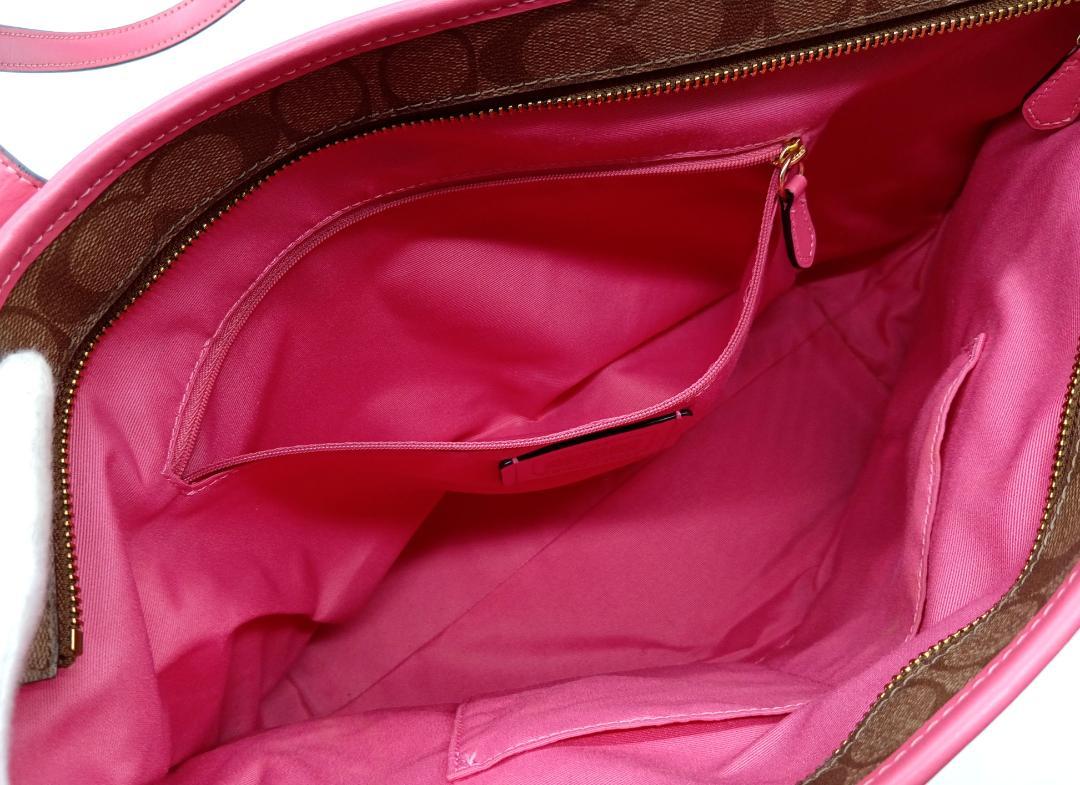 COACH コーチ F58292 シグネチャー トートバッグ ピンク×ブラウン