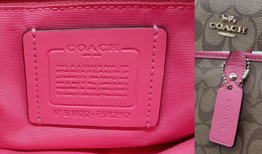 COACH コーチ F58292 シグネチャー トートバッグ ピンク×ブラウン
