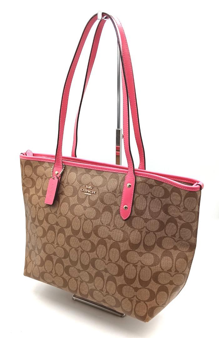 COACH コーチ F58292 シグネチャー トートバッグ ピンク×ブラウン