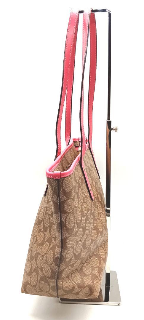 COACH コーチ F58292 シグネチャー トートバッグ ピンク×ブラウン