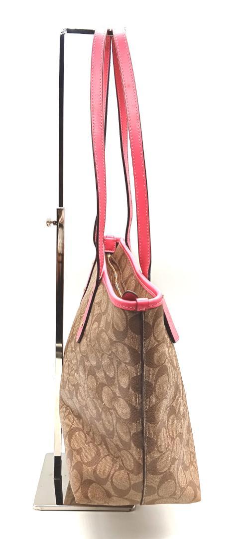 COACH コーチ F58292 シグネチャー トートバッグ ピンク×ブラウン