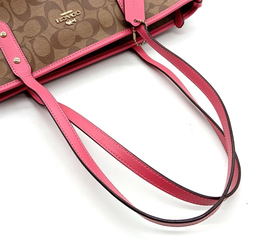 COACH コーチ F58292 シグネチャー トートバッグ ピンク×ブラウン