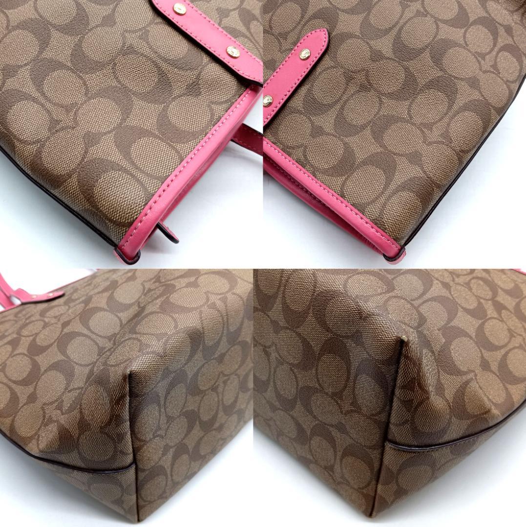 COACH コーチ F58292 シグネチャー トートバッグ ピンク×ブラウン