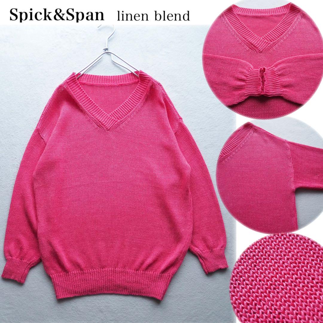 Spick&Span 洗える 2WAY VERSEリネンニット 天竺 ピンク