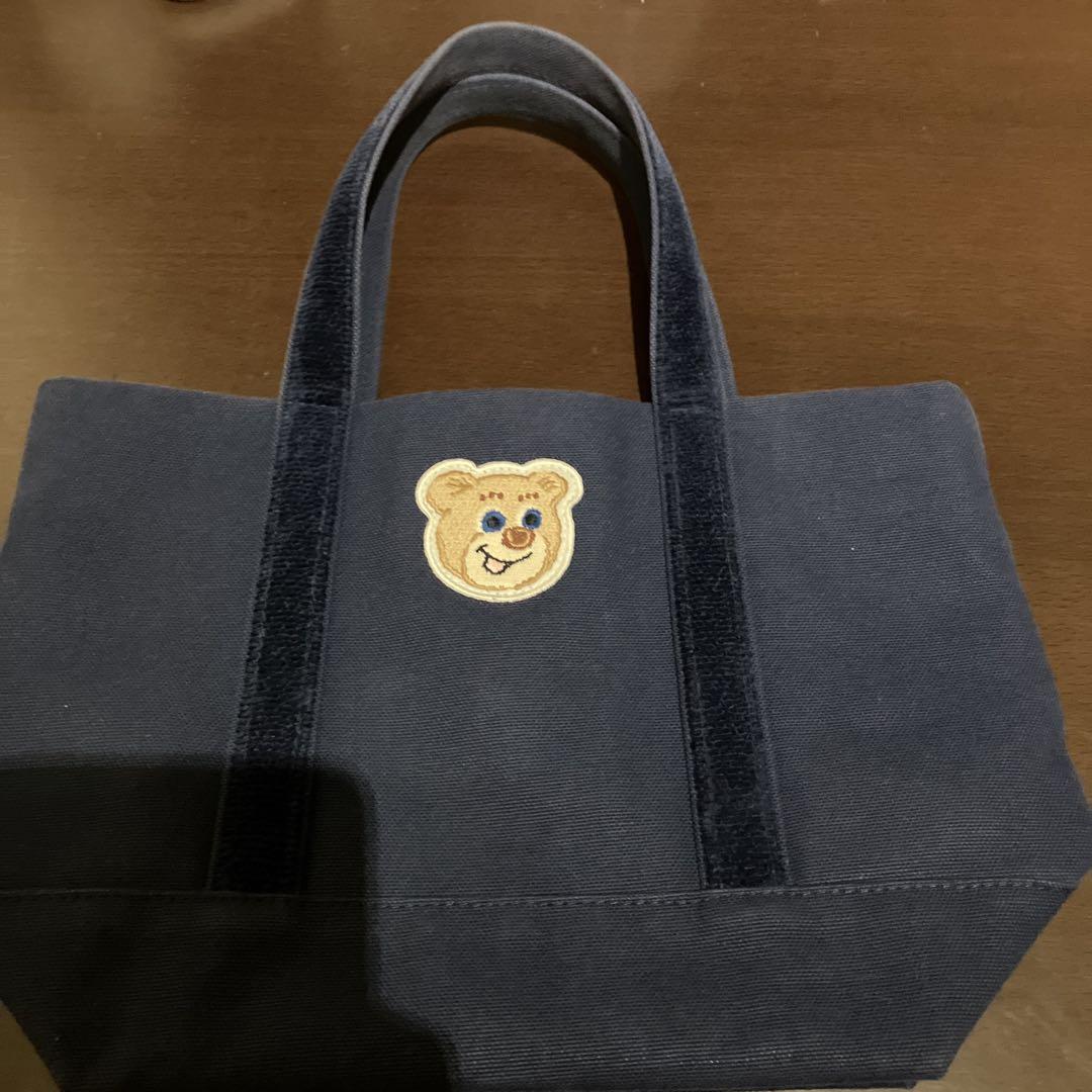 ラブラリーフェイラー　オールドテディ　ワッペントートバッグ　ネイビー　小