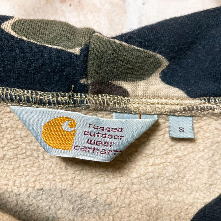お得定番人気 希少 carhartt カーハート フルジップパーカー 迷彩 刺繍ワンポイント rk1H9-m16268080889 高評価在庫
