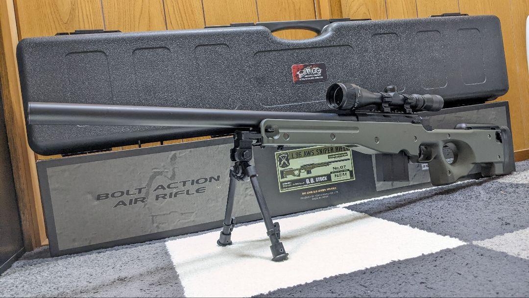 東京マルイ L96 AWS O/D スコープ・バイポッド・ガンケース・付属品完備