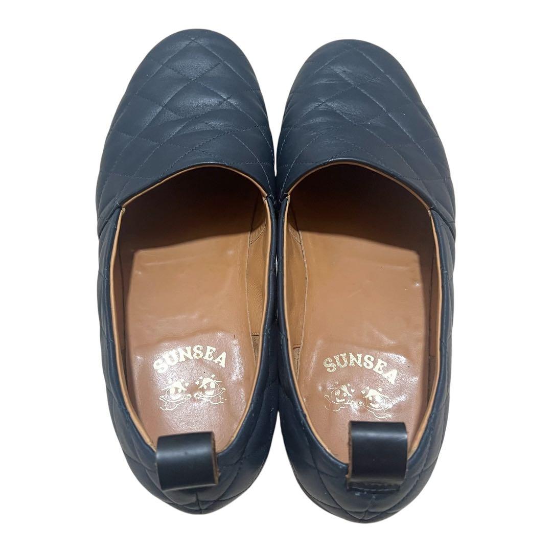 サンシー レザースリッポン ローファー 革靴 ネイビー