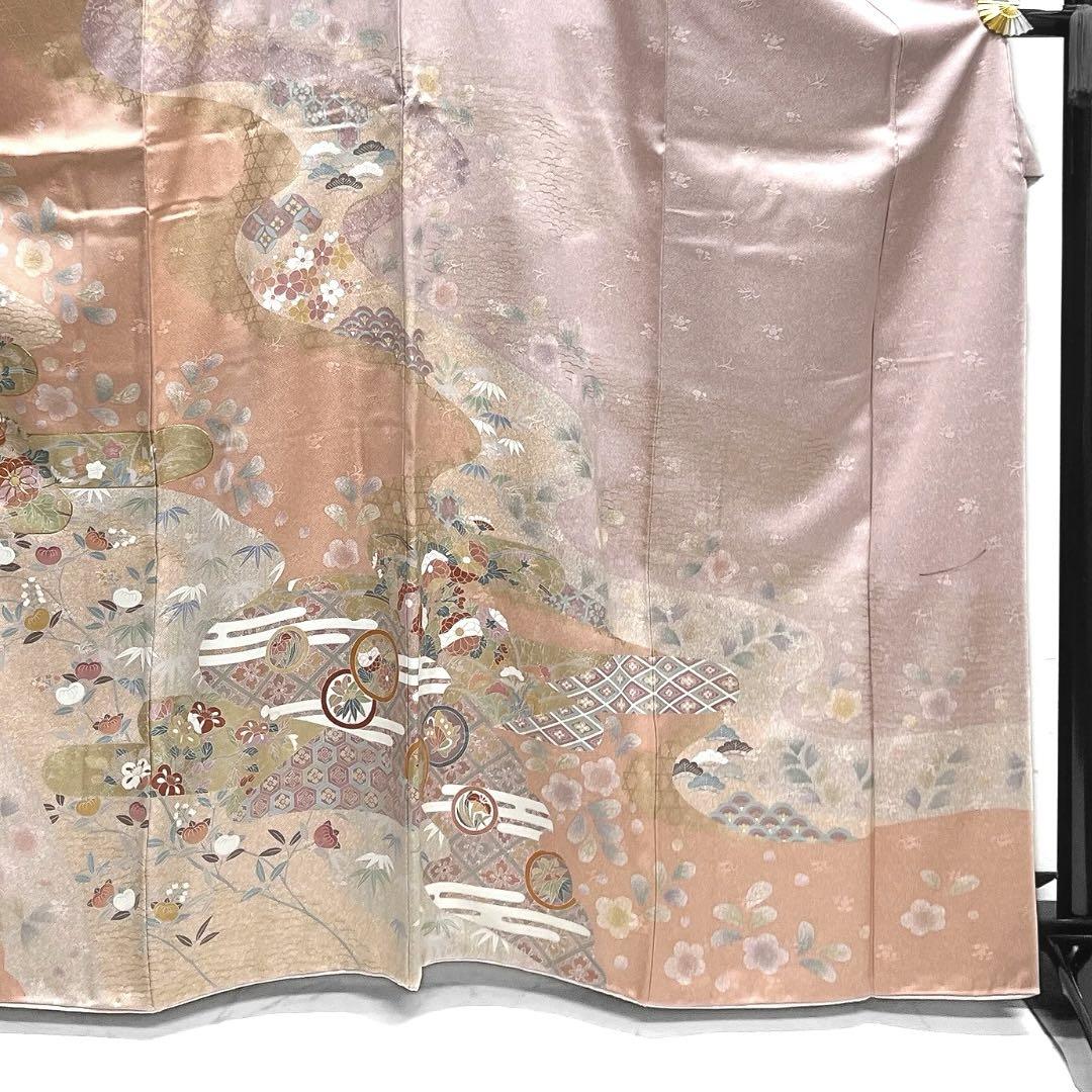 満点の 訪問着 金駒刺繍 d 033a 着物 ヱ霞 籠目 七宝 橘 菊 着物・浴衣