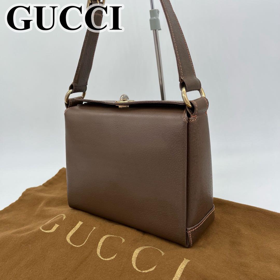GUCCI ショルダーバッグ ハンドバッグ 2way ターンロック 金具 レザー