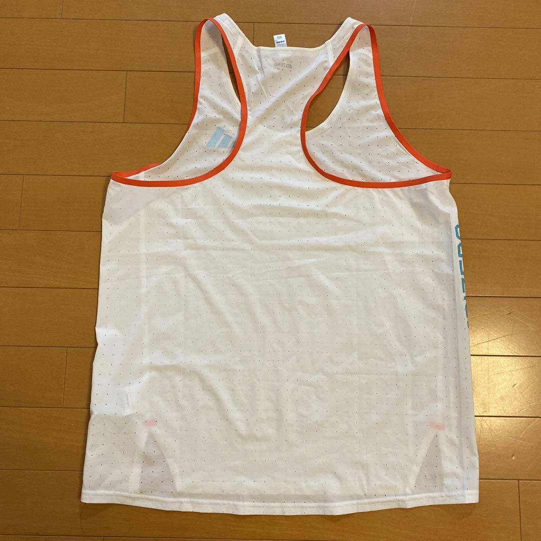 adidas ADIZERO 陸上用シャツ M ホワイト/オレンジ