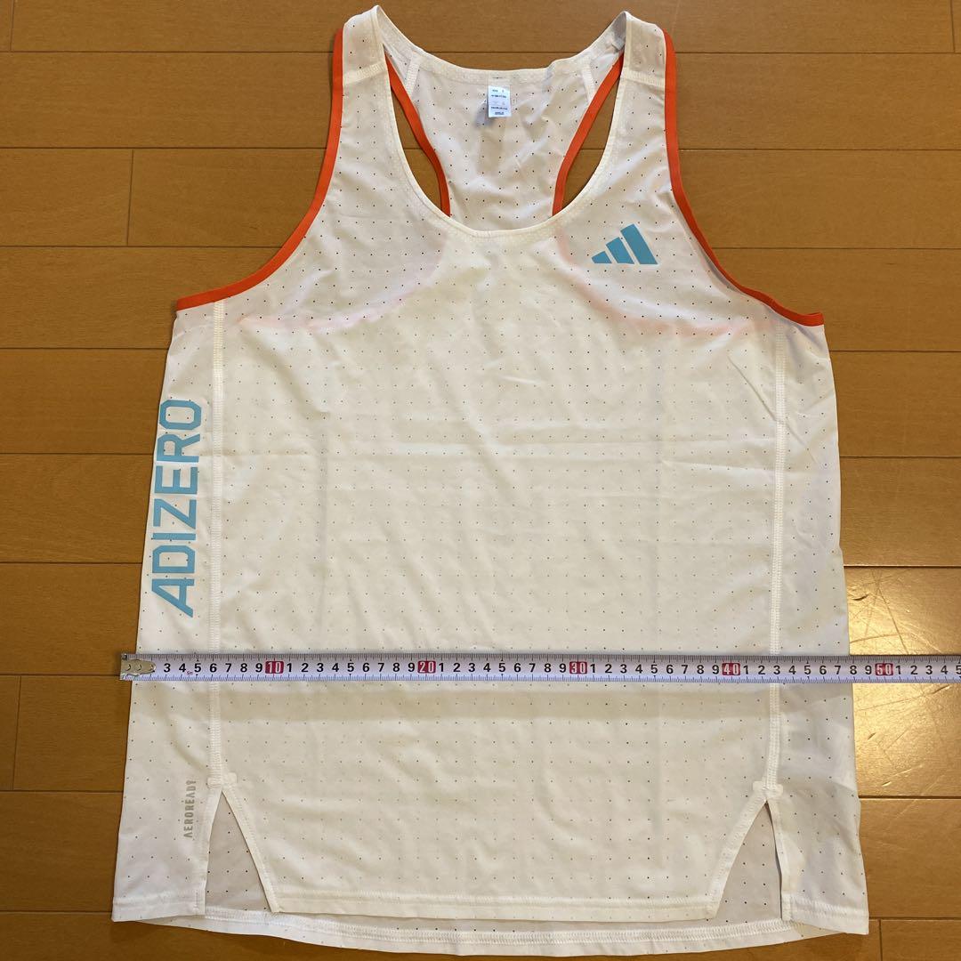 adidas ADIZERO 陸上用シャツ M ホワイト/オレンジ