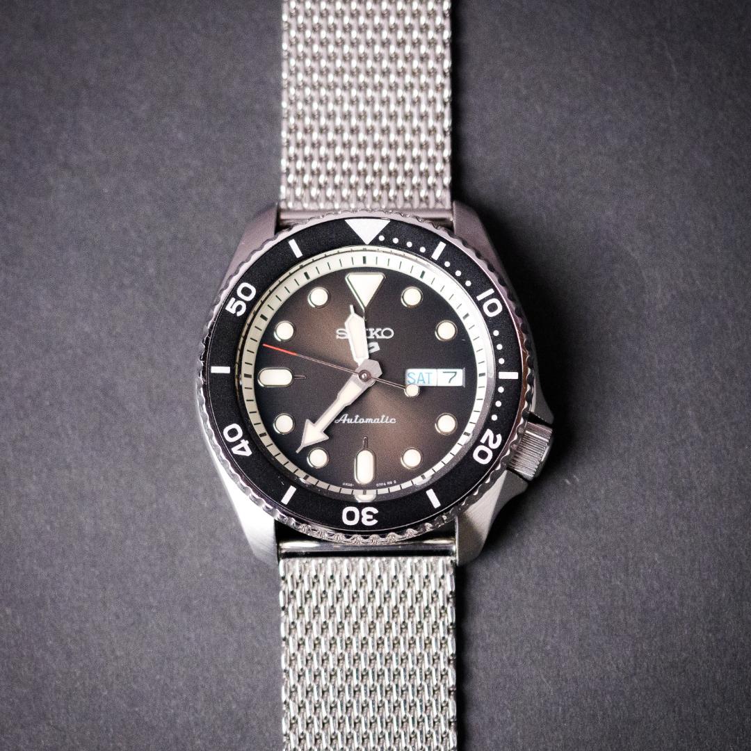 保証付美品!SEIKO セイコー自動巻きSRPD73K1ミラネーゼメッシュベルト 画像10