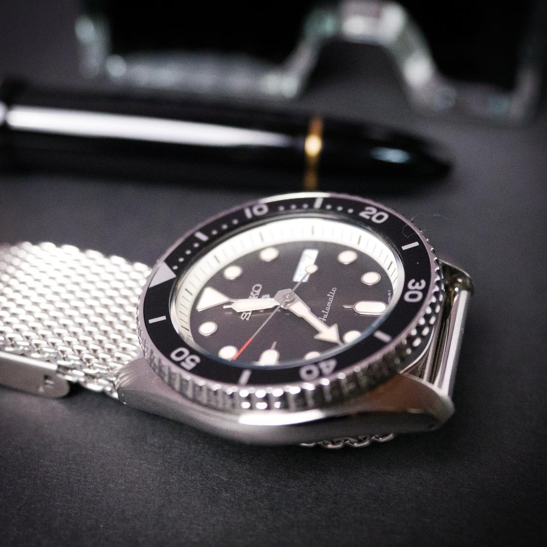保証付美品!SEIKO セイコー自動巻きSRPD73K1ミラネーゼメッシュベルト 画像3