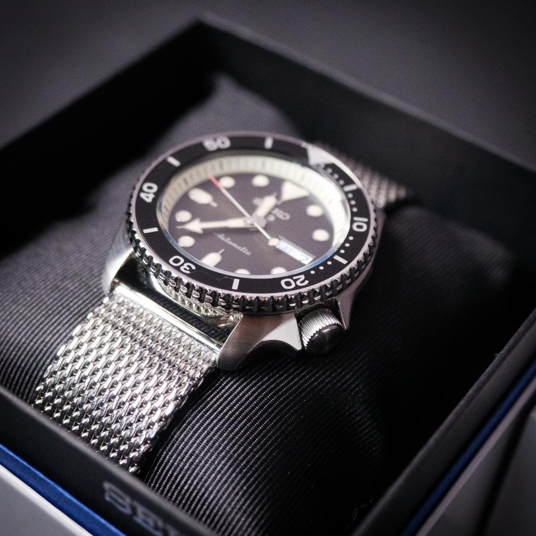 保証付美品!SEIKO セイコー自動巻きSRPD73K1ミラネーゼメッシュベルト 画像5