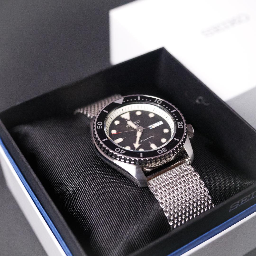 保証付美品!SEIKO セイコー自動巻きSRPD73K1ミラネーゼメッシュベルト 画像7