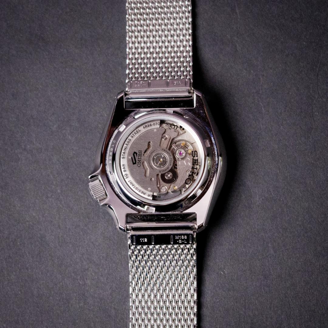 保証付美品!SEIKO セイコー自動巻きSRPD73K1ミラネーゼメッシュベルト 画像9
