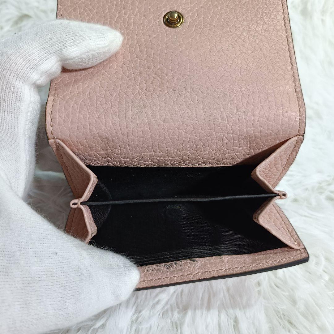 【美品】GUCCI グッチ 三つ折り 財布 ピンク アニマリエ 523190 蜂