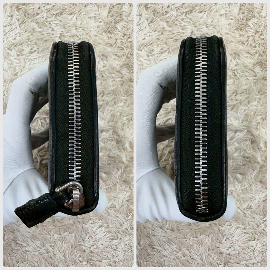 【美品】プラダ 長財布 ラウンドファスナー ブラック ジャガード ユニセックス