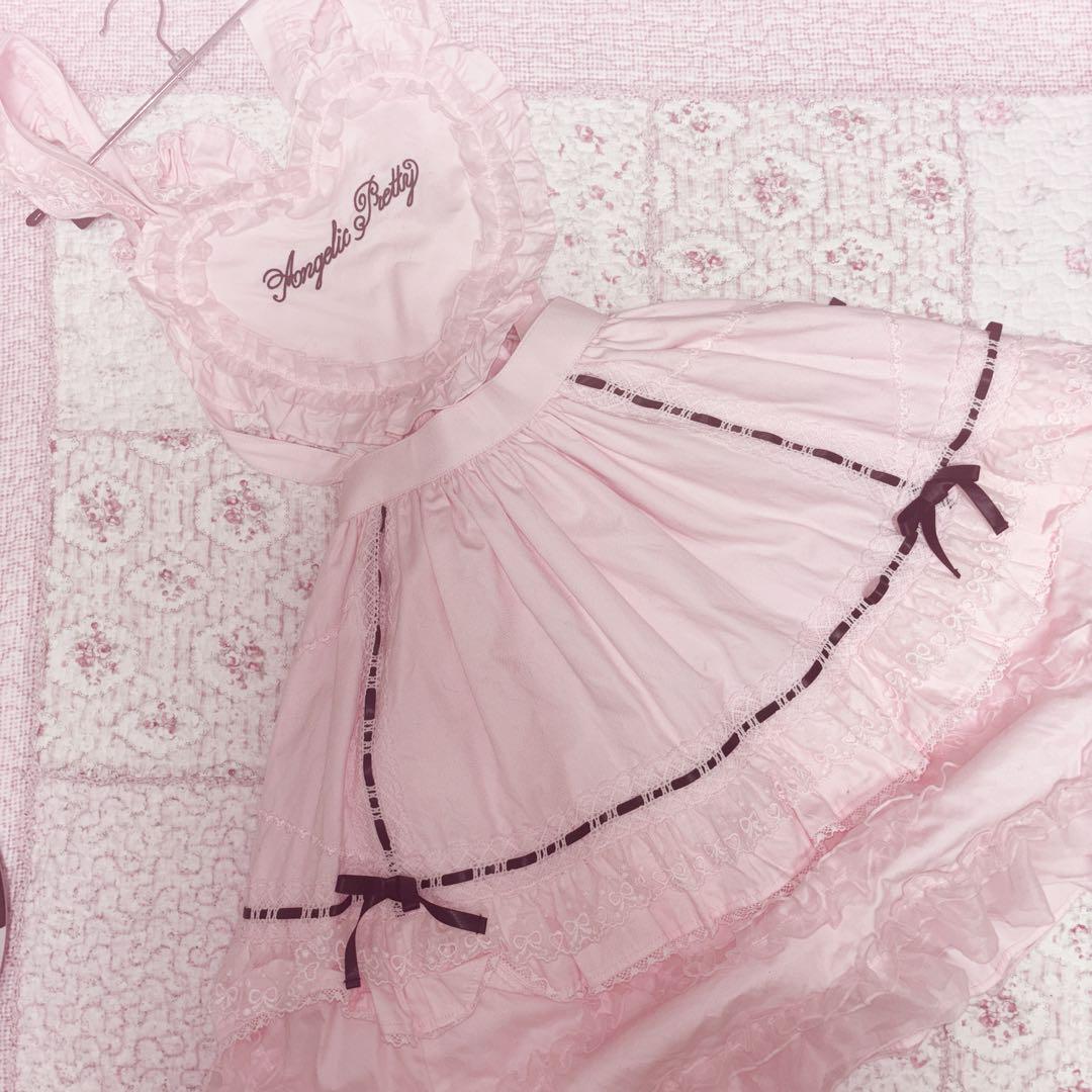 Angelic pretty Heart胸あて付スカート ピンク ロリータ - メルカリ