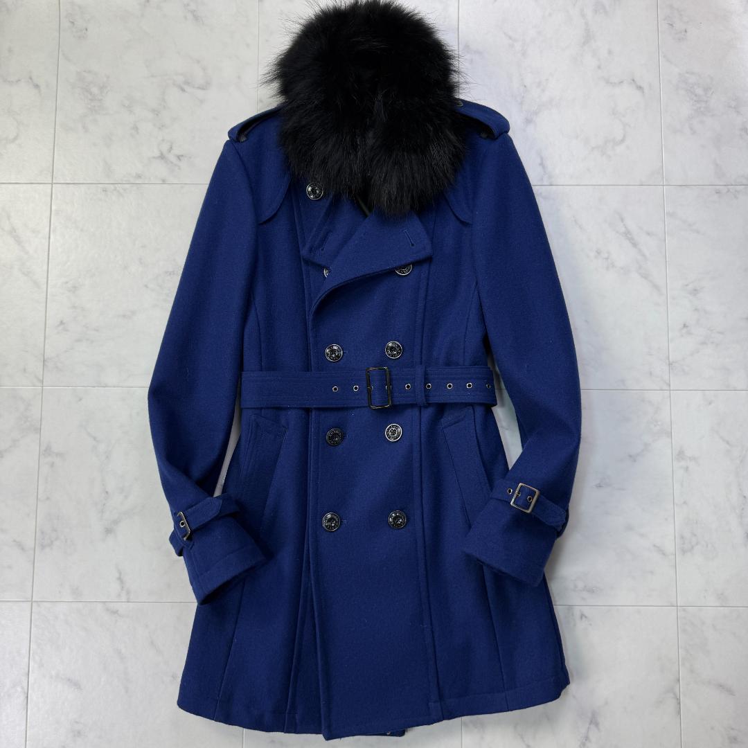 1/19まで 美品　BUFFALOBOBS ファー付きコート　ナポレオン　ブルー